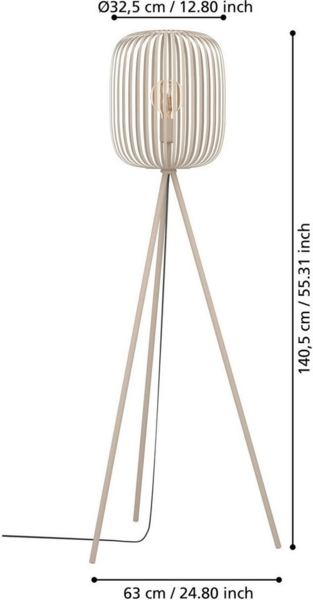 EGLO Stehlampe Stehleuchte ROMAZZINA, exkl. E27, Stahl, Stehlampe, Ein-/Ausschalter, ohne Leuchtmittel, Stativ Standleuchte, Dreibein, 140,5x32,5cm, Wohnzimmerlampe Bild 3