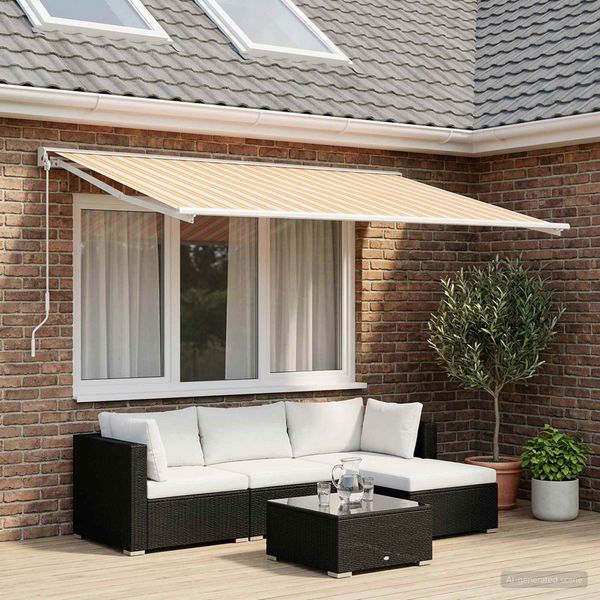 vidaXL Markisenersatzstoff Blau und Orange 500 x 350 cm Polyester 3444328