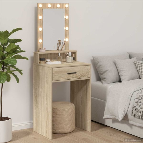 Schminktisch, Kosmetiktisch mit Speicher Braun 50 x 41 x 140 cm Holzwerkstoff