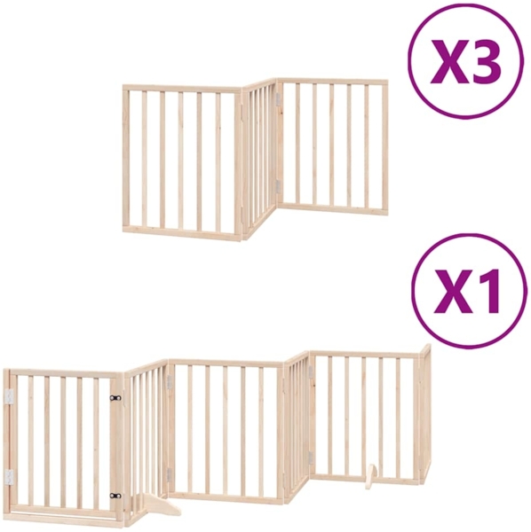 vidaXL 15-tlg. Hundetor mit Tür Faltbar 750 cm Pappelholz 3155531