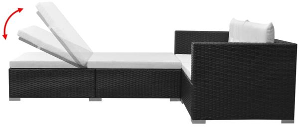 vidaXL 3-tlg. Garten-Lounge-Set mit Auflagen Poly Rattan Schwarz 42748 Bild 4