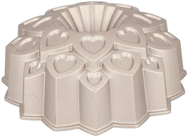 Birkmann Gugelhupfform CONTOURA, Ø 25 cm, Grau, Aluminiumguss, Love, antihaftbeschichtet