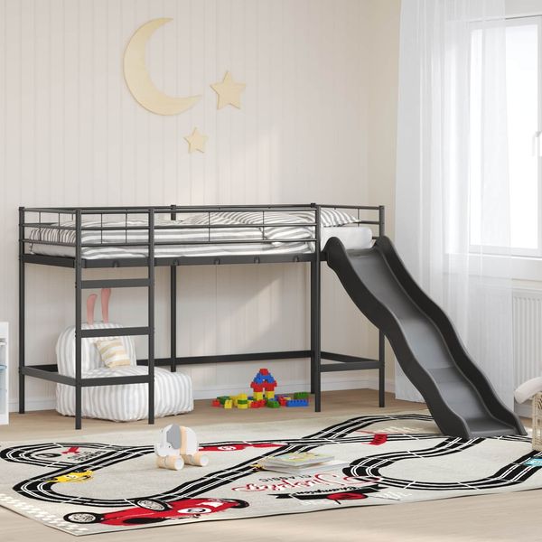 vidaXL Kinder-Loftbett mit Rutsche Schwarz und Anthrazit 90 x 190 cm 42020775