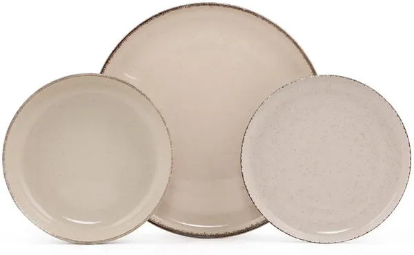 Vente-unique - Geschirr-Set 18-teilig - Porzellan - Cremefarben - SANCHA