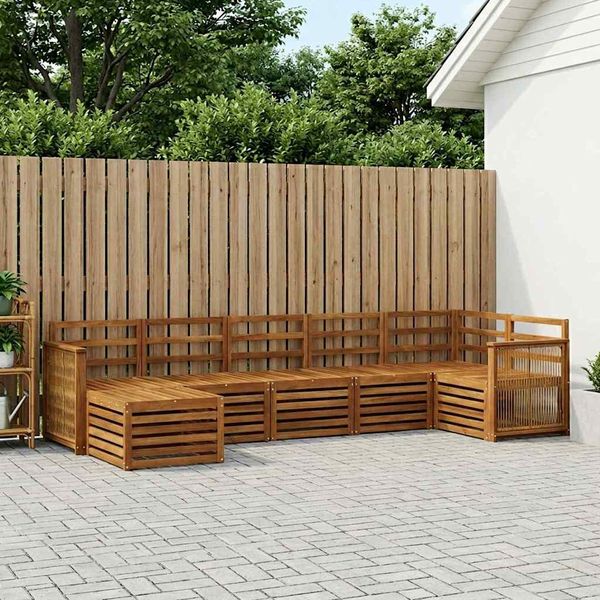 vidaXL Ecksofa Set 6 pcs Natur Massivholz Akazie 3384625