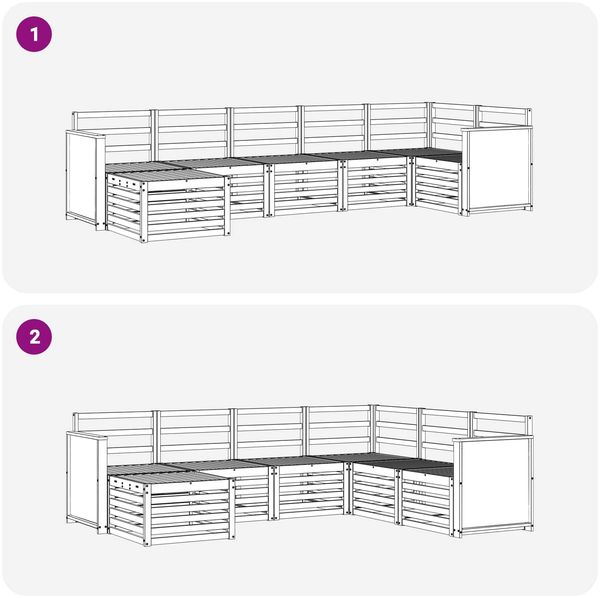 vidaXL Ecksofa Set 6 pcs Natur Massivholz Akazie 3384625 Bild 8