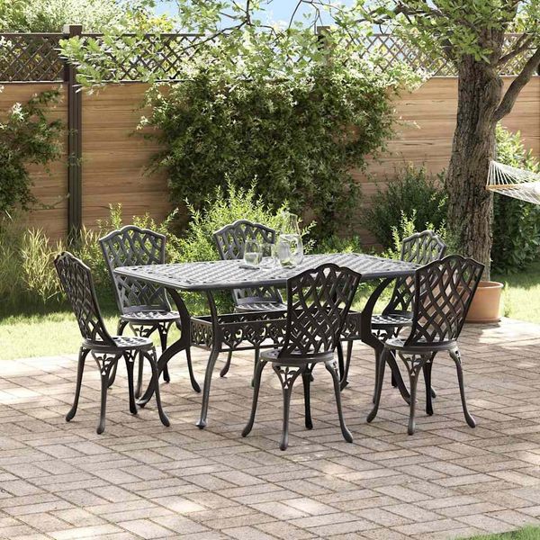 vidaXL Garten Essgruppe 7 pcs Schwarz Aluminium 3334673