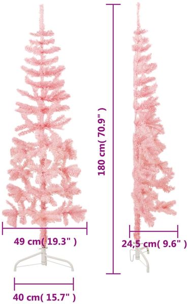 vidaXL Künstlicher Halb-Weihnachtsbaum mit Ständer Schlank Rosa 180 cm 344571 Bild 9