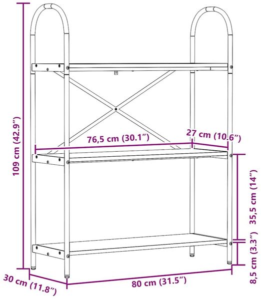 vidaXL Bücherregal Sonoma-Eiche 80 x 30 x 109 cm Holzwerkstoff 879900 Bild 12