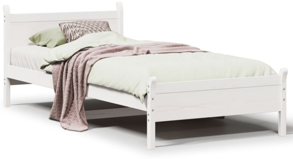 vidaXL Massivholzbett ohne Matratze Weiß 90x190 cm Kiefernholz 855613