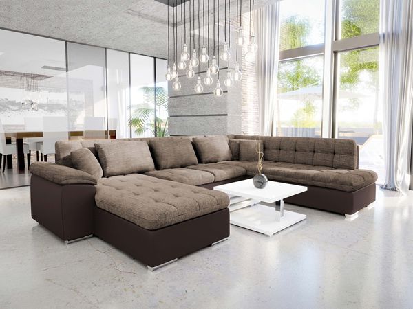 Mirjan24 'Niko Bis' Wohnlandschaft, Plüschstoff, 76 x 205 x 348 cm, Braun, Links