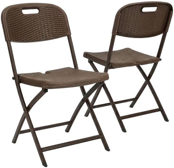Floordirekt- Gartentisch klappbar Kunststoff 180x75 cm - Buffettisch mit Tragegriff - Klapptisch für Garten Terrasse und Balkon - Campingtisch 6 Personen (2er Set Klappstuhl - Niigata)