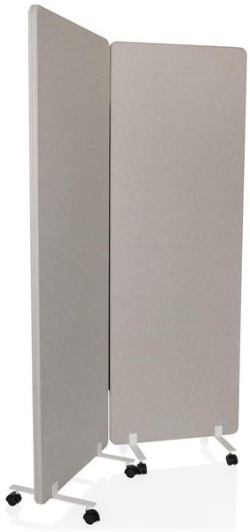hjh OFFICE Mobile Akustik Trennwand 2er Set 177x60 cm FLEXMIUT 1 Stoff Raumteiler mit Rollen & Gleiter, Grau