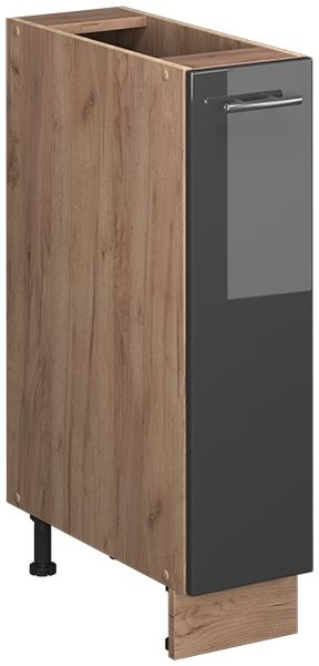 Apothekerschrank Fame-Line Anthrazit Hochglanz/Goldkraft Eiche 20 cm ohne Arbeitsplatte Vicco