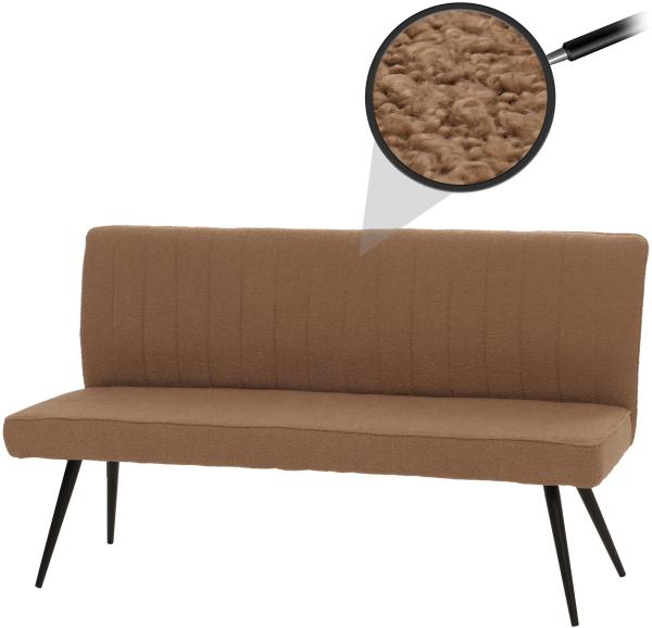 Sitzbank HWC-K16, Esszimmerbank Bank Polsterbank, Rückenlehne Stoff/Textil Bouclé Metall 160cm ~ braun