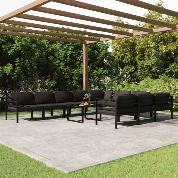 vidaXL 11-tlg. Garten-Lounge-Set mit Kissen Aluminium Anthrazit 3107826
