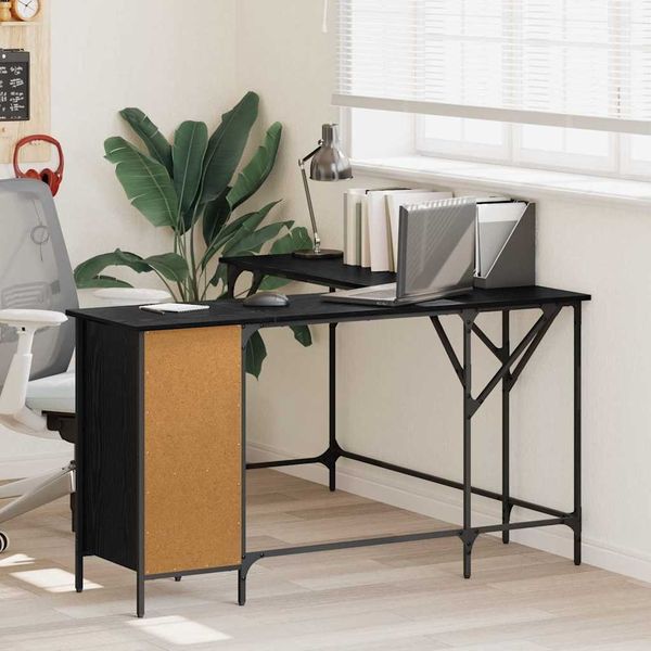 vidaXL Schreibtisch Schwarz Eichen-Optik 141 x 141 x 75 cm 882877