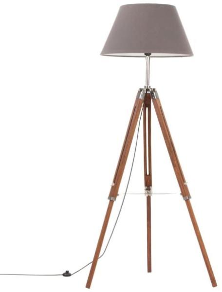 vidaXL Stativlampe Honigbraun und Grau Teak Massivholz 141 cm 288078