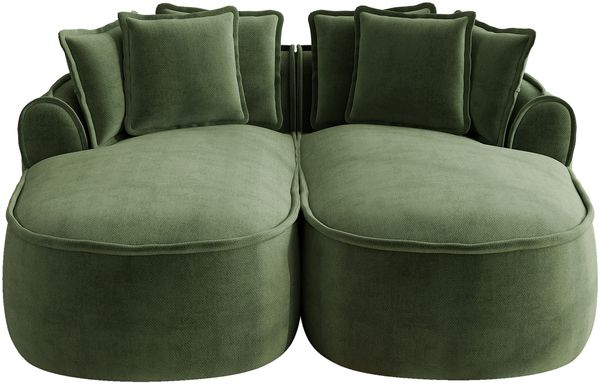 2-Sitzer Modulsofa H 67 x T 252 x B 164 cm aus Chenille in Grün, rahmenlos, mit Schlaffunktion und ca. 122 cm Sitztiefe Bild 6