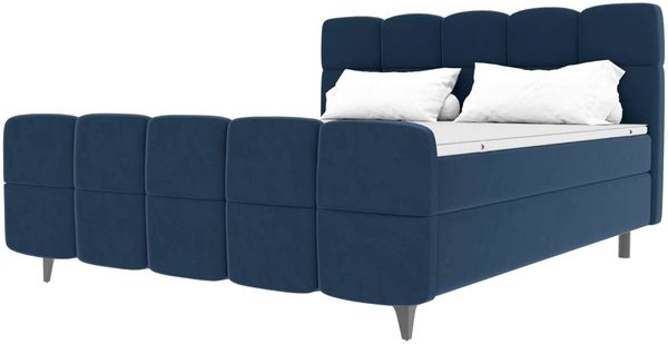 Boxspringbett Luna - Samtstoff - blau - 160x200 cm