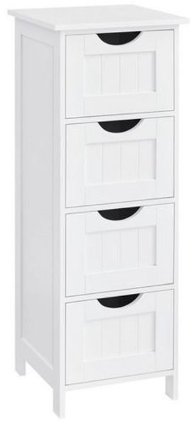 Vasagle Badezimmerschrank mit 4 Schubladen, MDF weiß, 30 x 30 x 82 cm