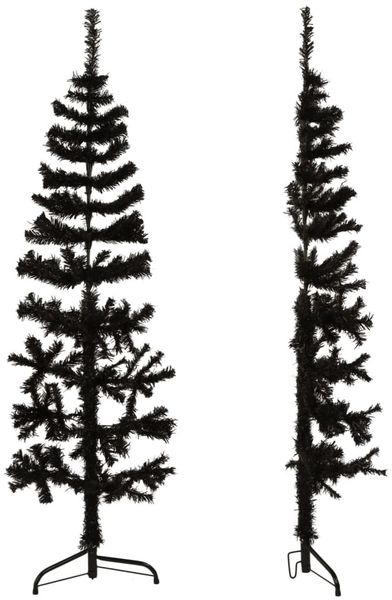 vidaXL Künstlicher Halb-Weihnachtsbaum Ständer Schlank Schwarz 150 cm 344575 Bild 4