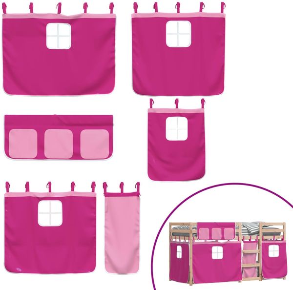 vidaXL Etagenbett mit Vorhängen Rosa 90x190 cm Massivholz Kiefer 3283906 Bild 10