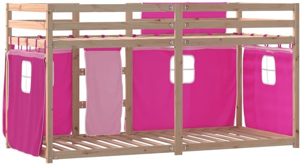 vidaXL Etagenbett mit Vorhängen Rosa 90x190 cm Massivholz Kiefer 3283906 Bild 7
