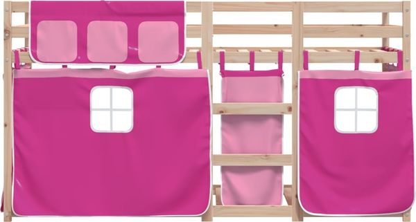 vidaXL Etagenbett mit Vorhängen Rosa 90x190 cm Massivholz Kiefer 3283906 Bild 5