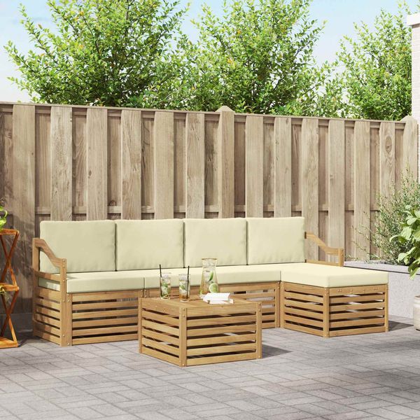 vidaXL Outdoor-Sofagarnitur 6 pcs Weiß und Creme 59 x 59 x 37 cm 3391730