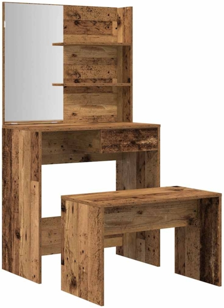 vidaXL Schminktisch-Set Altholz-Optik Holzwerkstoff 3329189
