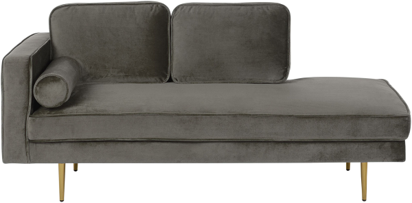 Chaiselongue Samtstoff taupe linksseitig MIRAMAS