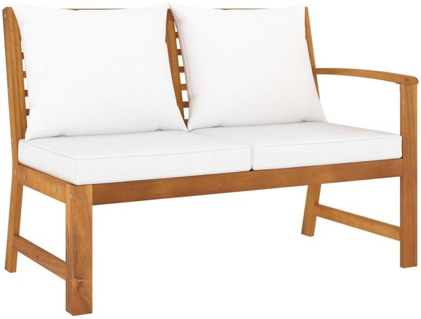 vidaXL Gartenbank 114,5 cm mit Creme Kissen Massivholz Akazie 311838
