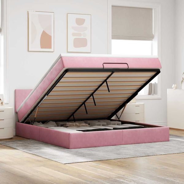 vidaXL Ottoman-Bett mit Matratze Rosa 180x200 cm Samt 3311722