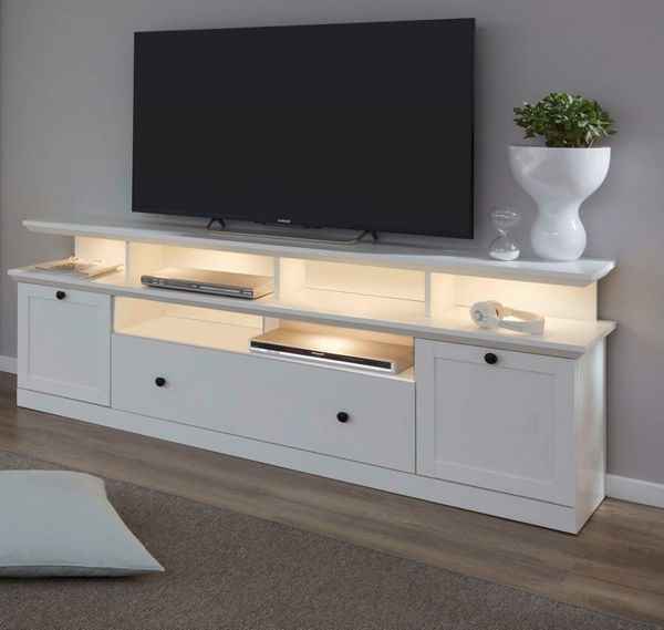 trendteam Lowboard Baxter (TV Unterschrank in Landhaus weiß, Breite 177 cm), Komforthöhe