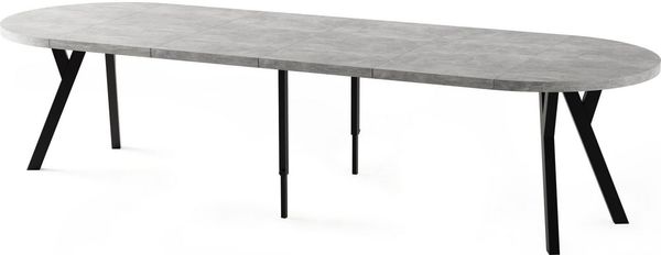 WFL GROUP Esstisch Twixy ausziehbar rund industrial mit schwarzen Holzbeinen (MADE IN EU, erhältlich in 2 Größen – Durchmesser 100 cm, ausziehbar auf 250/300 cm), XXL groß extra lang Ausziehtisch für 5-16 oder 5-14 Personen