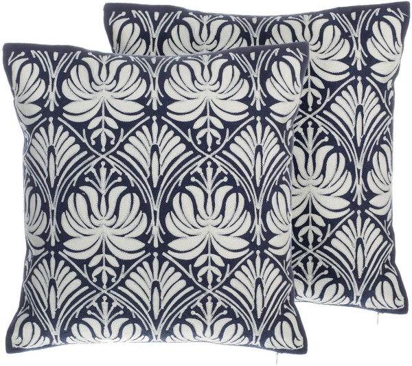 Kissen 2er Set NEMESIA Baumwolle 45 x 45 cm Ikat Dunkelblau