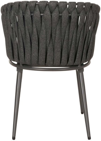 2er-Set Aluminium-Esszimmerstuhl HWC-N38, Indoor Stuhl Armlehne, Olefin Seilgeflecht Rope ~ anthrazit Kissen dunkelgrau Bild 8