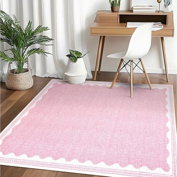 GarveeMore Teppich Doora, rechteckig, Höhe: 7 mm, mit besonders weichem Flor, Kurzflor, modern, wellenförmiger Bordüre