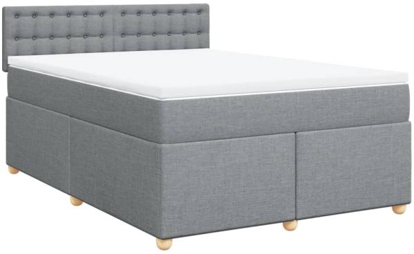 vidaXL Boxspringbett mit Matratze Hellgrau 160x200 cm Stoff 3286745