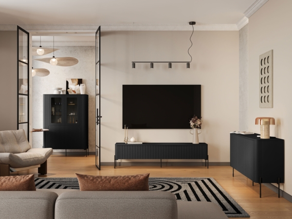 Wohnzimmer-Set Veralli I (Farbe: Schwarz)