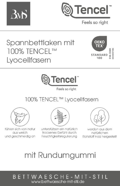 TENCEL™ Lyocell Spannbettlaken grau 200x200cm Höhe 21-30cm Bild 2