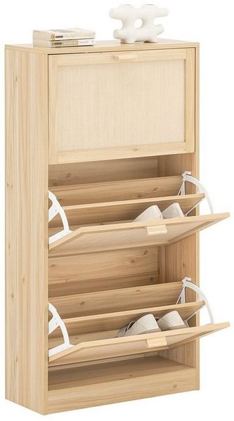 SoBuy Schuhschrank FSR159, Schuhschrank schmal, mit variabel verstellbaren Einlegeböden Schuhkipper mit 3 Klappen Schuhkommode schmal Schuhregal Schuhablage