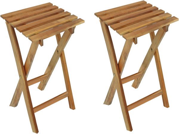 Hocker CAIRO 2er Set - Eukalyptus Natur 62x27x29cm | Sitzhocker Beistelltisch Pflanzenständer