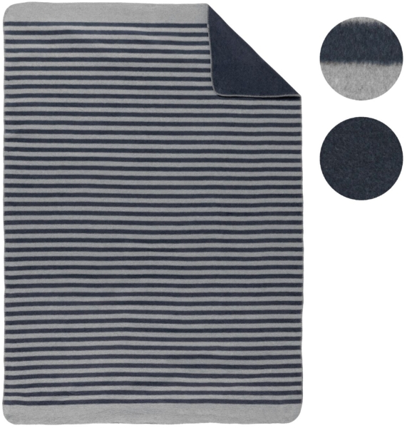 biberna 0837476 Melange Wohndecke 1x 150x200 cm STREIFEN, marine, 1x 150x200 cm Bild 5
