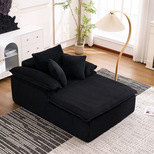 Rahmenloses Sofa schwarz Kord, 177x122x92 cm, 1 Sitzer, kein Aufbau