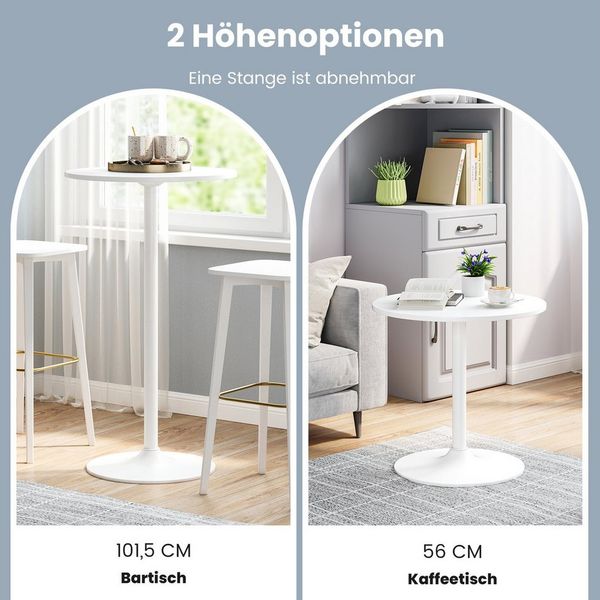 COSTWAY Bartisch (1-St), runder Stehtisch, höhenverstellbar 56 cm/101,5 cm, schwarz