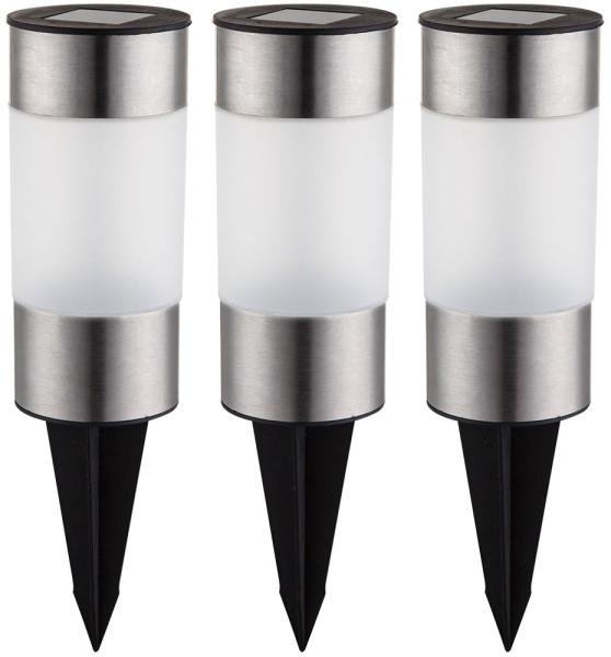 3er Set Solar-Steckleuchte, Edelstahl, H 23,5 cm