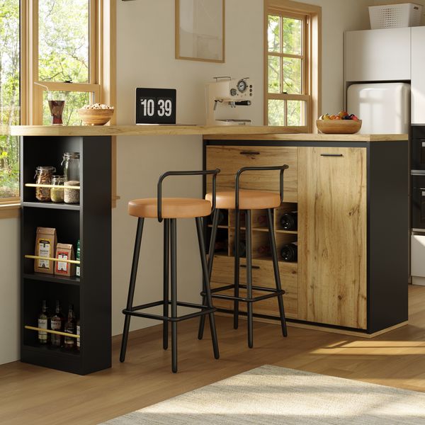 Esstisch mit MDF-Tischplatte, ausziehbar mit Stauraum, 138-220 x 39 x 105 cm, Holzfarben