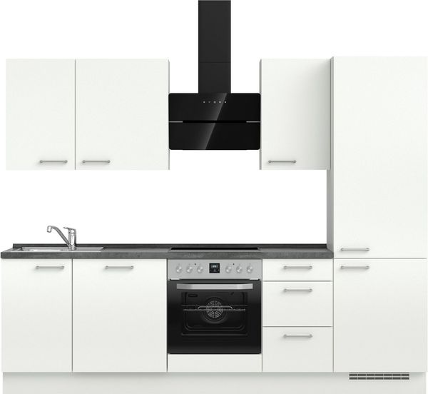 nobilia® Küchenzeile "Laser II", NEU: individuell anpassbar mit gratis Profi-Beratung, vormontiert, 270 cm breit, optional mit verschiedenen E‑Geräte-Sets